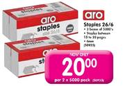 Aro Staples 26/6-Per 2x5000's Pack