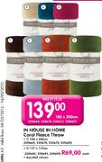 In House In Home Coral Fleece Throw-180x200cm