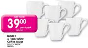 Bullet 6 Pack White Coffee Mugs-Per 6 Pack