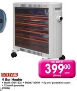 Goldair 4 Bar Heater 800W/1600W(Model:GQH1236)-Each