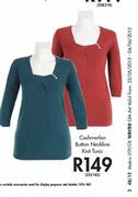 Cashmerlon Button Neckline Knit Tunic
