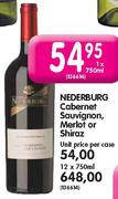 Nederburg Cabernet Sauvignon,Merlot Or Shiraz-12x750ml