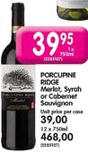 Porcupine Ridge Merlot,Syrah Or Cabernet Sauvignon-12x750ml