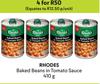 Rhodes Baked Beans In Tomato Sauce-For 4 x 410g