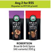 Robertson Braai & Grill Spice (All Variants)-For Any 2 x 200g