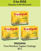 Freshpak Pure Rooibos Tagless Teabags-For 3 x 80's