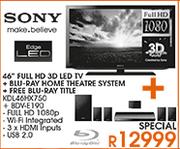 Sony 46" Full HD 3D LED TV(KDL46HX750 + BDV-E190) + Blu-Ray Home Theatre System + Free Blu-Ray Title