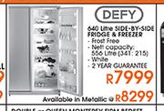 Defy 640 Ltr Side By Side Fridge & Refrigerator In Metallic