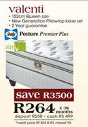Sealy Posture Premier Plus Valenti 152cm Queen Size New Generation Pillowtop Base Set