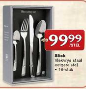 Slick Vlekvrye Staal Eetgereistel-16 stuk per stel
