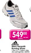 Adidas Mens Vanquish Running Shoes Size(6-11),Colours:White,Sliver & Bright Blue-Per Pair