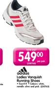Adidas Mens Vanquish Running Shoes Size(4-8),Colours: White,Metallic Silver & Pink-Per Pair