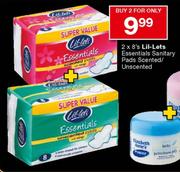 Lil-Lets Essentials Sanitary Pads Scented/Unscented-2x8's