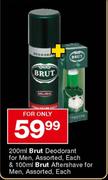 Brut Deodorant For Men-200ml & Brut After Shave For Men Assorted-100ml Each