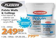 Plascon Polvin Walls & Ceilings(White)-20Ltr