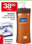 vaseline Hand & Body Lotion Assorted-725ml Each