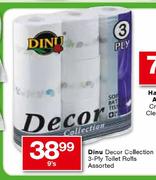 Dinu Decor Collection 3-Ply Toilet Rolls Assorted-9's