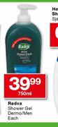 Radox Shower Gel Dermo/Men-750ml Each