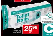 Housebrand Single Ply Toilet Rolls-10's