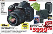 Nikon Digital SLR Camera Twin Lens Package (D3100)