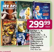 DVDs Box Set Ice Age 1-4/Tinkerbell/Cinderella 1-3/Madagascar 1-3 The Complete Collection-Each
