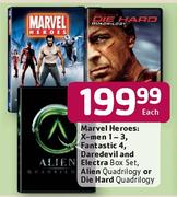 Marvel Heroes:X-Men 1-3/Fantastic 4/Daredevil & Electra/Alien Quadrilogy/Die Hard Quadrilogy-Each