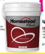 Homestead Acrylic PVA White-20l Each