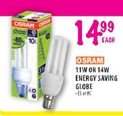 11W Or 14W Energy Saving Globe-Each