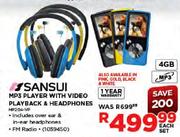 Sansui MP3 Player With Video Playback & Headphones