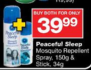 Peaceful Sleep Mosquito Repellent Spray-150g & Stick-34g