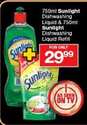 Sunlight Dishwashing Liquid 750ml & Sunlight Dishwashing Liquid Refill 750ml