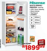 Hisense White Fridge/Freezer-168Ltr(H220TWH)
