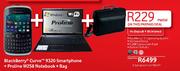 Blackberry Curve 9320 Smartphone + Proline W258 Notebook + Bag