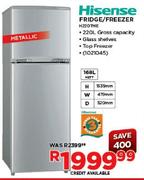 Hisense 220L Metallic Fridge/Freezer(H220TME)-Each
