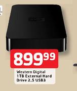 Western Digital 1TB External Hard Drive 2.5 USB3