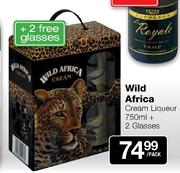 Wild Africa Cream Liqueur-750ml+2 Glasses Per Pack