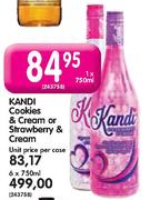 Kandi Cookies & Cream or Strawberry & Cream-6 x 750ml