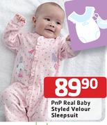 Pnp Real Baby Styled Velour Sleepsuit-Each