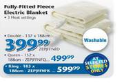Pure Pleasure Fully-Fitted Fleece Electric Blanket Double-137x188cm