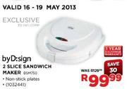 byD:sign 2 Slice Sandwich Maker(BSM750)-Each