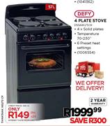 Defy 4 Plate Stove-57Ltr(DSS440/509)