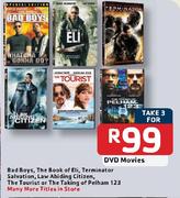 DVD Movies: Bad Boys,The Book Of Eli,Terminator Salvation,Law Ablding Citizen-Each
