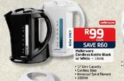 Mellerware Cordless Kettle Black Or White -Each