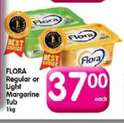 Flora Regular or Light Margarine Tub-1Kg Each