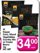 M Frozen Corn,Mixed Vegetables,Country Mix or Frozen Beans-2Kg Each