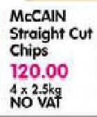 McCain Straight Cut Chips-4 x 2.5Kg Pack