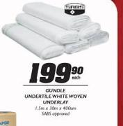 Gundle Undertile White Woven Underlay-1.5mx30mx400mm Each