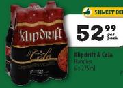 Klipdrift & Cola Handies-6x275Ml Per Pack