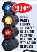 Party Lights 3 Linkable Bulb Light Pods & Controller With Sound Response (QL98-3A)