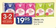 Clicks 3-Ply Kids Tissues-10x10 Per Pack